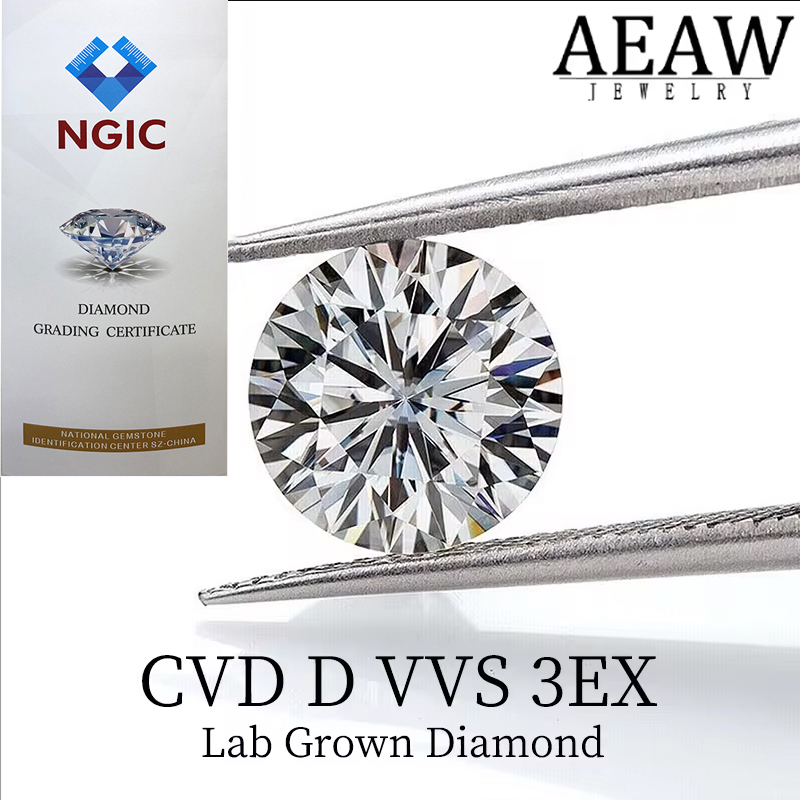 Lab-Grown CVD HPHT Diamond NGIC Certified Round Cut Loose Diamond D Color 1CT-1.5CT VVS Clarity 3EX ราคา 9,132 บาท*ส่งฟรี