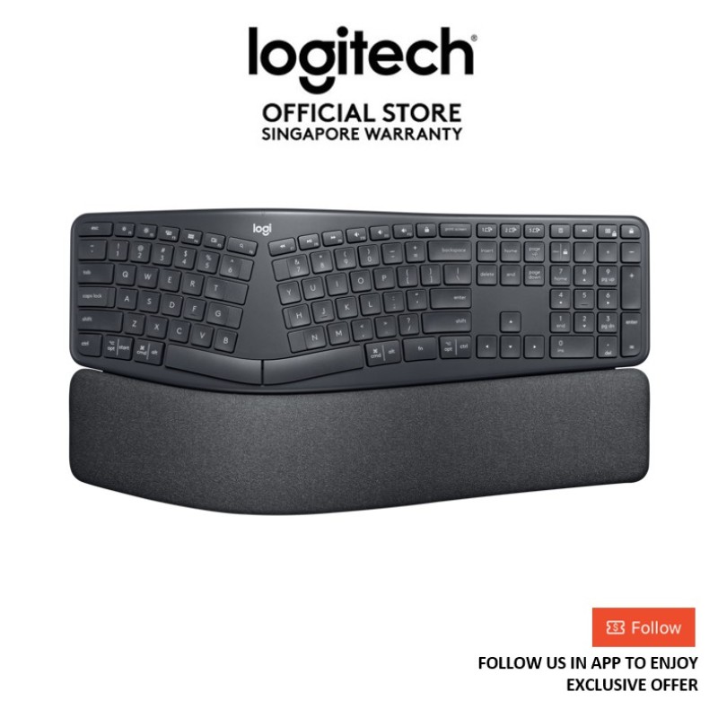 [Exclusive Deals] Logitech Ergo K860 Wireless Ergonomic Keyboard with Wrist Rest - EBH (logitech keyboard) Singapore
