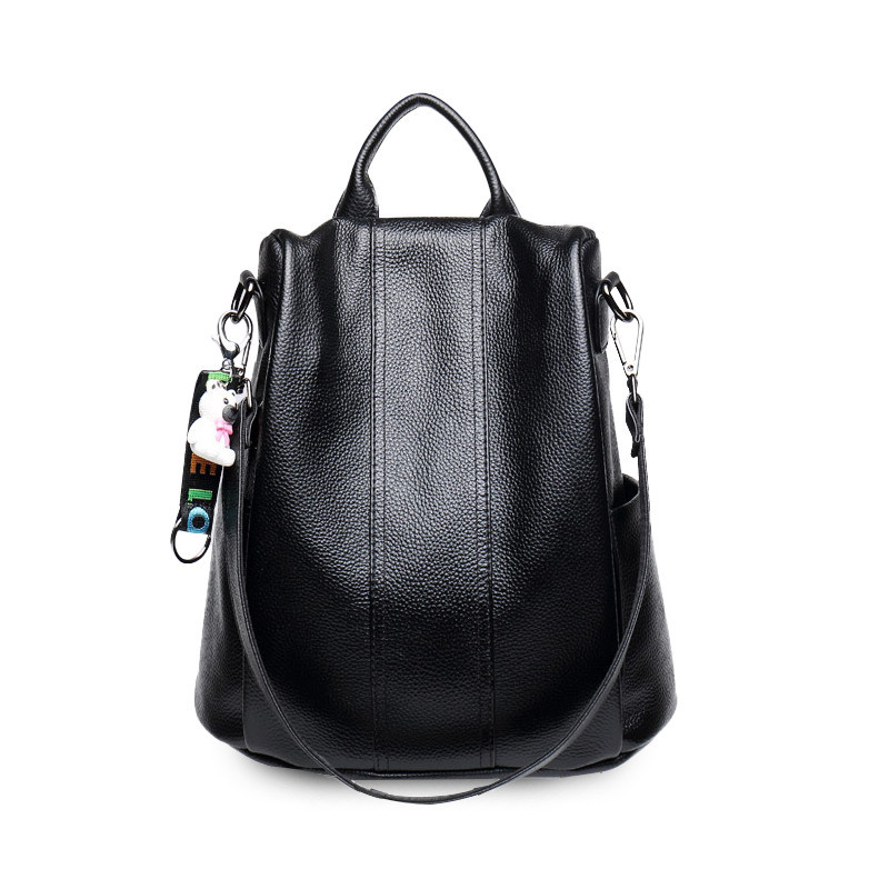 School Sling Bag Leather Solid Color Handbag Genuine Leather Women Luggage Bag Two Shoulder Straps ราคา 1,399 บาท*ส่งฟรี