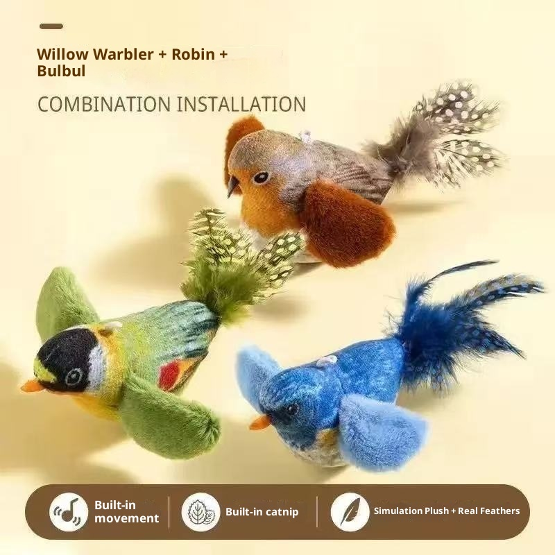 Realistic Talking Bird Cat Toy with Catnip and Feathers, Automatic Movement for Cats to Play and Self-Entertainment ราคา 29 บาท*ส่งฟรี
