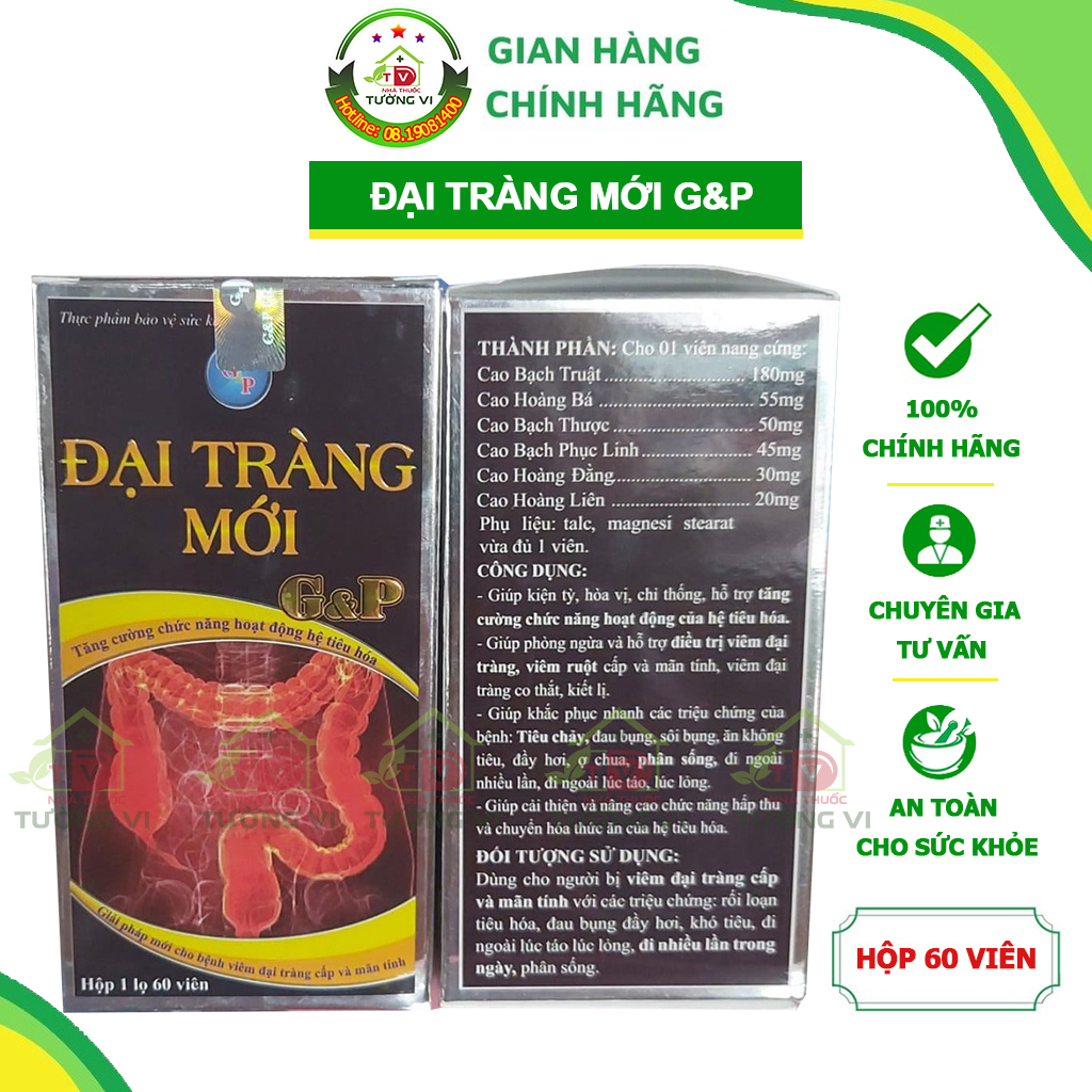 Đại Tràng Mới G&P GP - Giúp tăng cường chức năng hệ tiêu hóa, giảm triệu chứng viêm đại tràng cấp và mãn tính