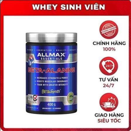 Allmax Beta-Alanine, 400g - Bột tăng cơ giúp phục hồi cơ bắp hiệu quả, hiệu suất tập luyện WSV - WHEY SINH VIÊN