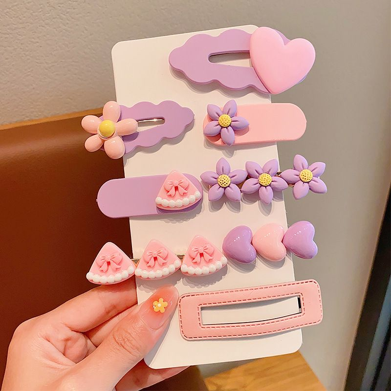 Mới set Kẹp Tóc Hình Trái Cây Màu Cầu Vồng Dễ Thương Cho Bé Gái