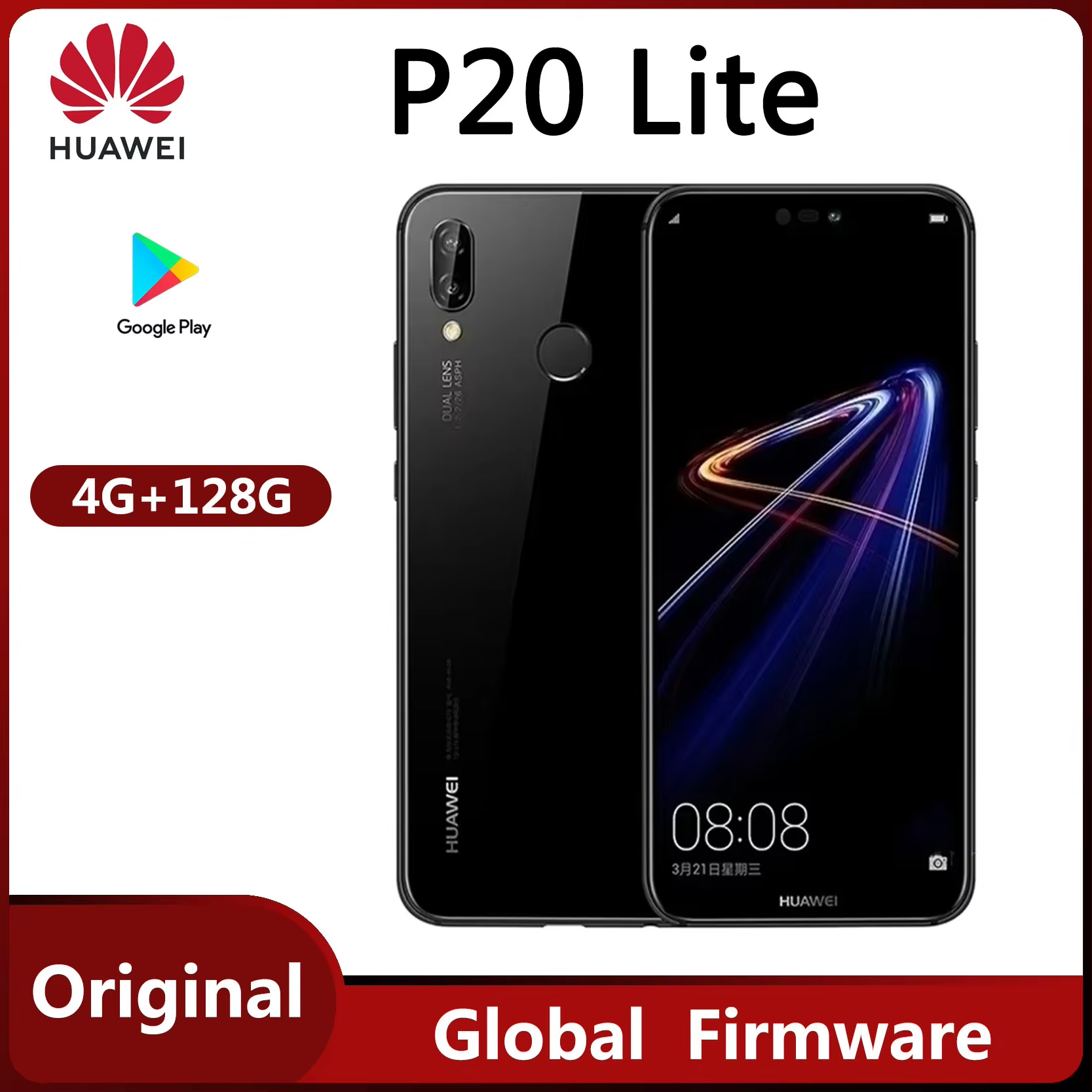 Used Phone Huawei P20 Lite 4G SmartPhone 5.84inch CPU HiSilicon Kirin 659 3000mAh Battery capacity full screen unlocked Used Phone ราคา 2,142 บาท*ส่งฟรี