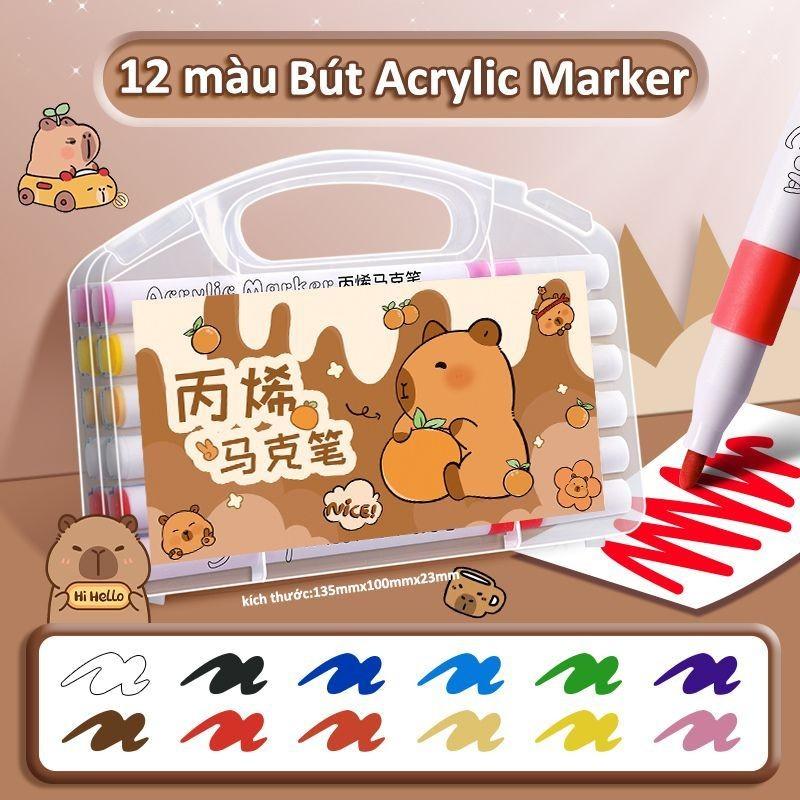 Hộp Màu Nước Acrylic 12/24/36/48/60 Màu – Bút Lông Vẽ Đa Năng Trên Mọi Chất Liệu Thỏa Sức Sáng Tạo DIY