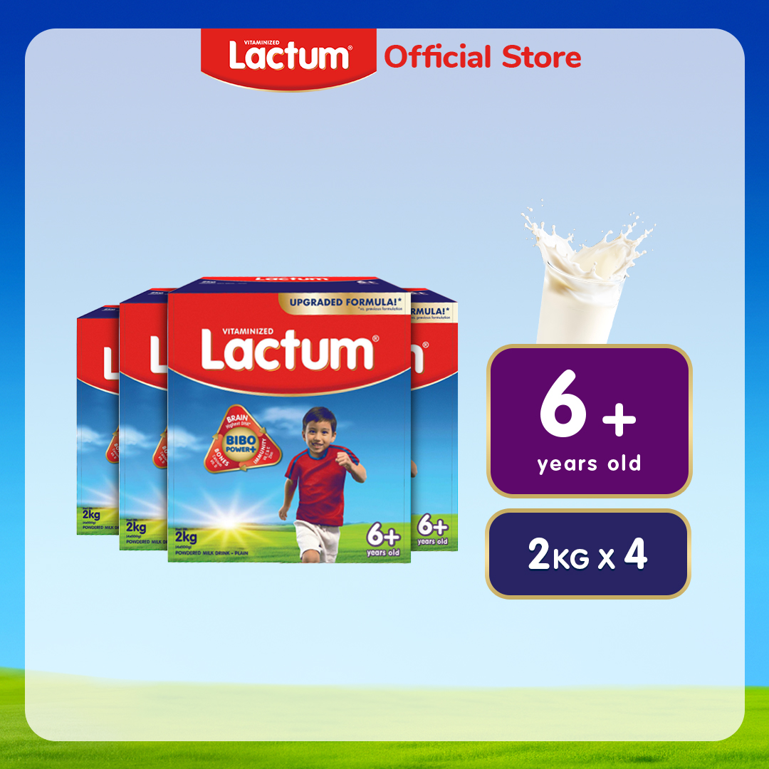 Lactum 6+ Plain Powdered Milk Drink for Children 6 Years Old and Above 8kg (2kg x 4)