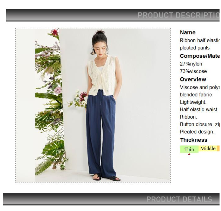 GIORDANO Women Pants Ribbon Half Elastic Waist Lightweight Pants Solid Color Simple Fashion Casual Pleated Pants 18414209 · v2