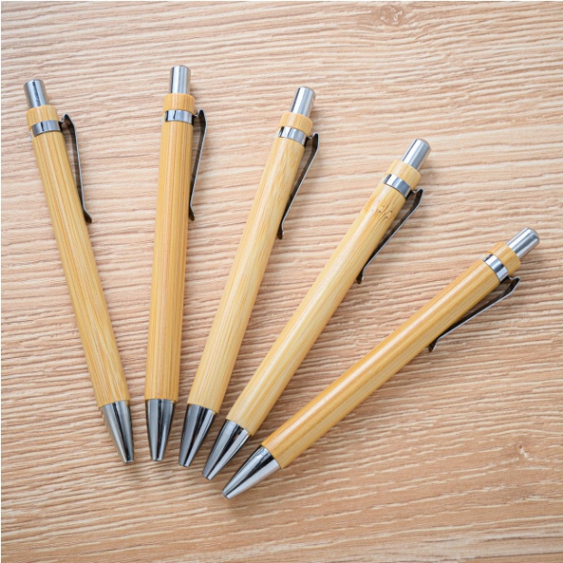 50pcs 1.0mm Pressing the Bamboo Pen Ball Pen Office Stationery Advertising Gift Pen