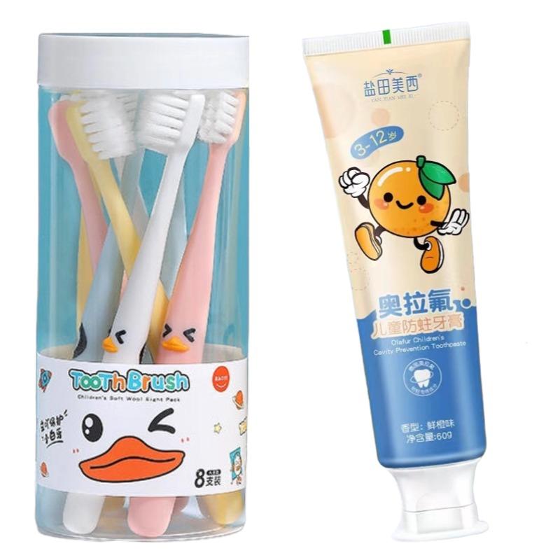 Happily Baby Toothpaste and Toothbrush for Baby 10pcs Toothbrush + Strawberry Toothpaste Orange Toothpaste Kids Tooth Set
