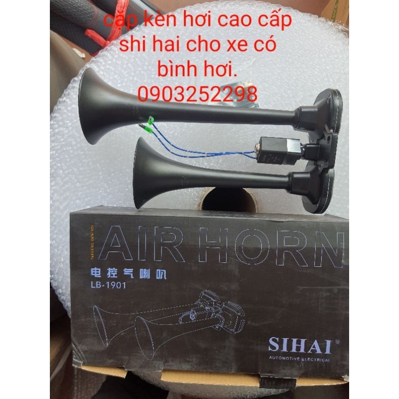 Cặp kèn hơi, còi hơi sihai xịn cho xe có bình hơi 12v 24v cao cấp