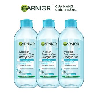 Bộ 3 Nước tẩy trang Garnier Cho Da Dầu Mụn Salicylic BHA Micellar 400ml x 3