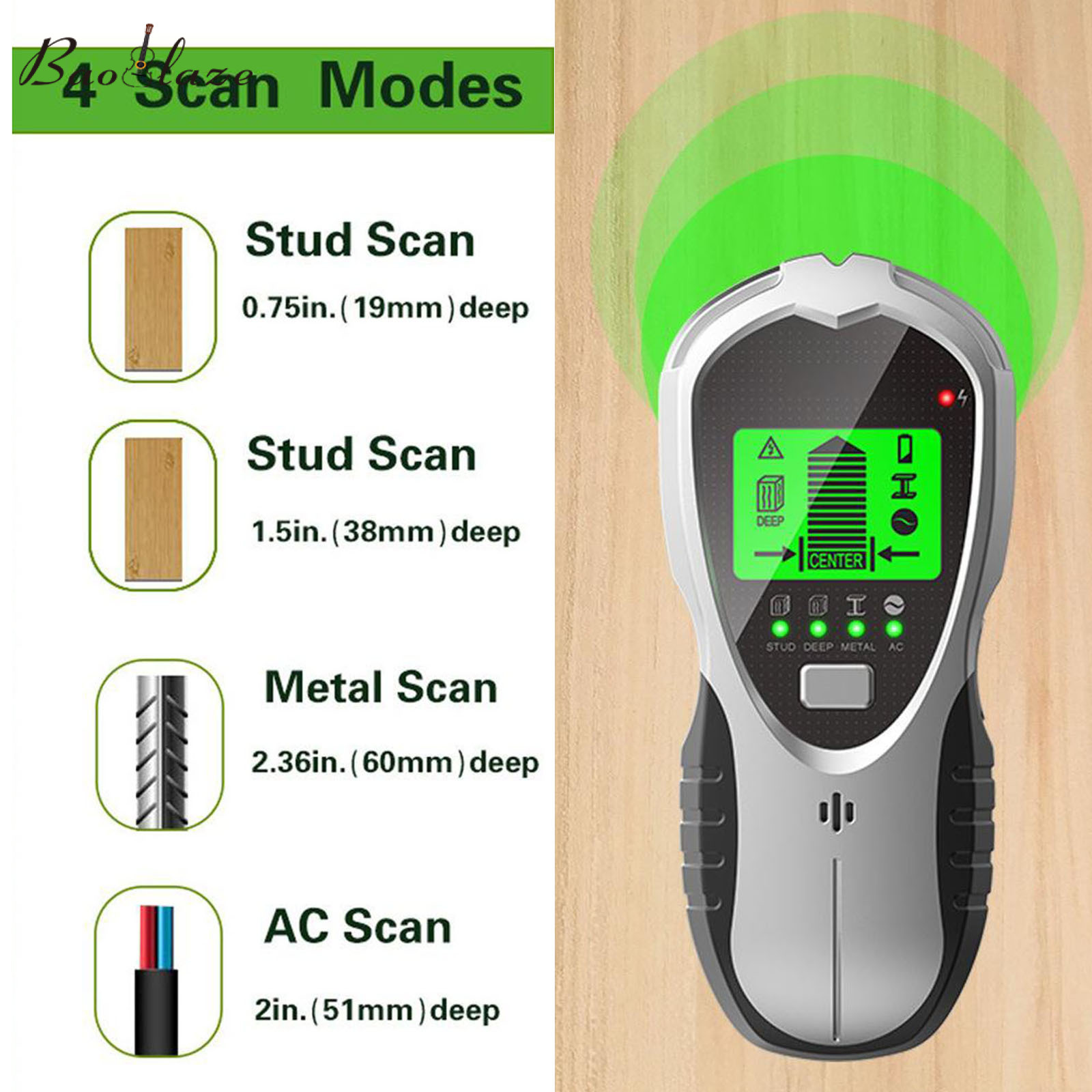 Máy Dò Tường LCD Điện Tử LazaraSport, Kiểm Tra Tìm Cảm Biến Kim Loại Cho Nhà Trang Trí