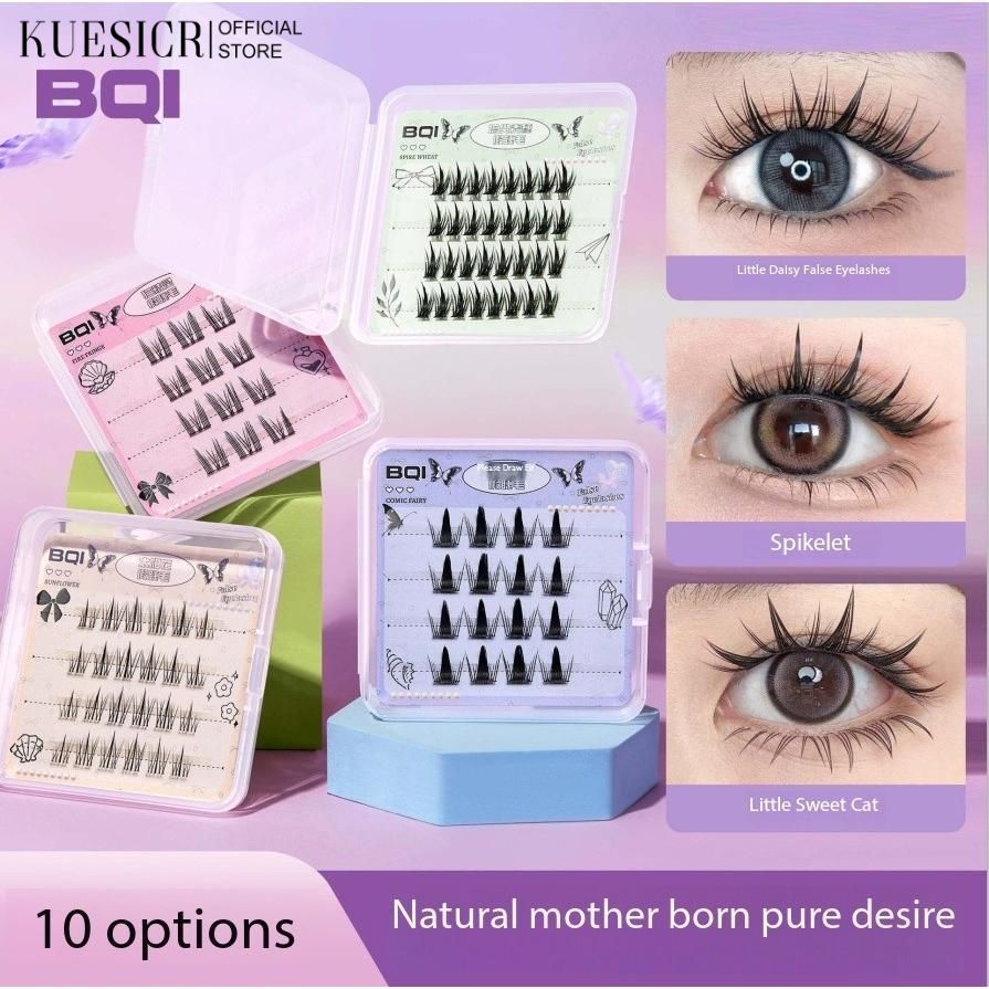 KUESICR ชุดขนตาปลอม BQI 4PCS ทรงกรงเล็บลูกแมว หนาและหยิก สไตล์มังงะ ดีไซน์ดวงอาทิตย์ แบ่งส่วนจำลองธรรมชาติ เหมาะสำหรับผู้เริ่มต้น ราคา 32 บาท*ส่งฟรี