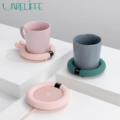 Uareliffe Cute Touch Heating Coasters Smart Thermostatic Hot Tea Makers 3 Gears Constant Temperature Setting Cup Warmer Heating Mat Fast Heater Heating Cup Pad Cup Heater Desktop Heater Keep Drink Warm Heater Mugs Coaster For Coffee Milk Tea Warmer Pad