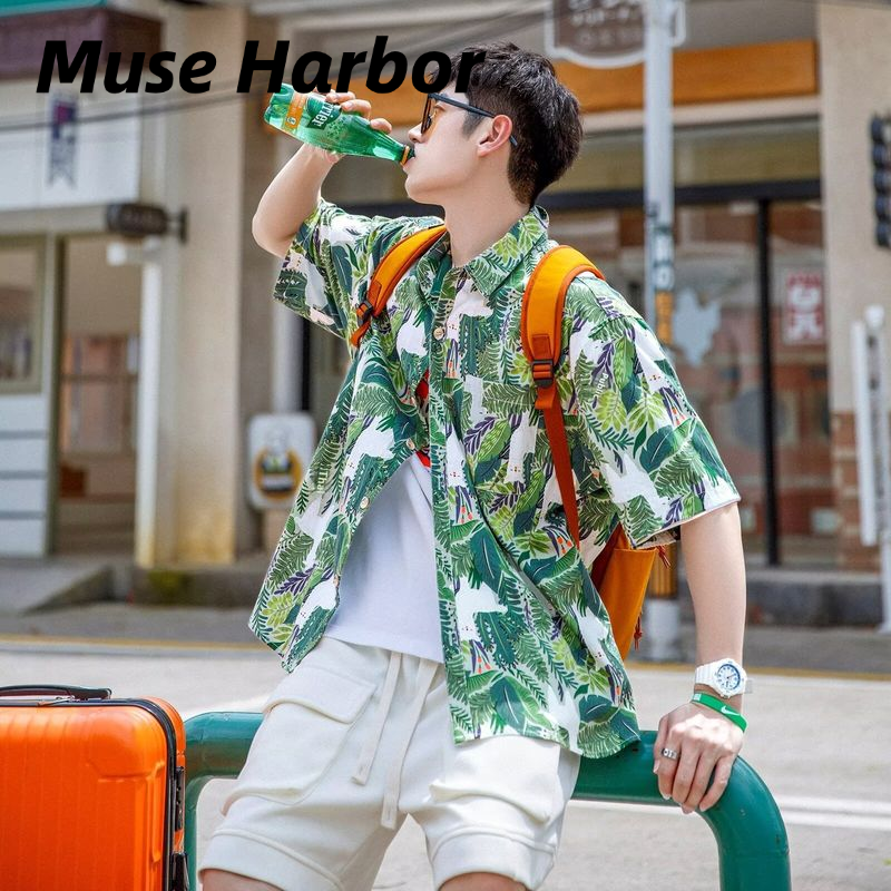 Muse Harbor เสื้อเชิ้ตแขนสั้นลายพืชเขตร้อนสำหรับฤดูร้อน ใส่สบายและระบายอากาศดี ราคา 120 บาท*ส่งฟรี