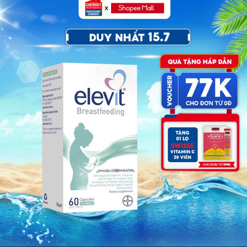 Viên uống bổ sung Elevit sau sinh cho mẹ bầu Bayer Elevit Breastfeeding 60 viên của Úc NTNA