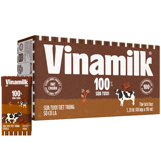 Thùng Sữa Tươi Vinamilk 100% 48 Hộp x 110ml