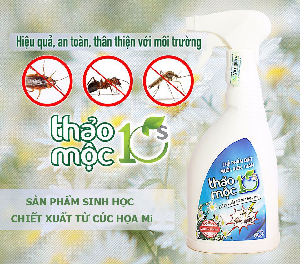 Chai Xịt Diệt Muỗi, Kiến, Gián - Thảo Mộc 10S - Chai 500ml - diệt muỗi