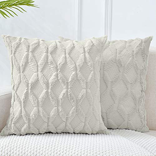 WGBThrow Pillow Case 55*55/60*60/65*65cm Beige Decorative Pillow Cover Boho Velvet Cushion Cover Luxury Soft Plush Short Wool For Sofa And Car Sofa
