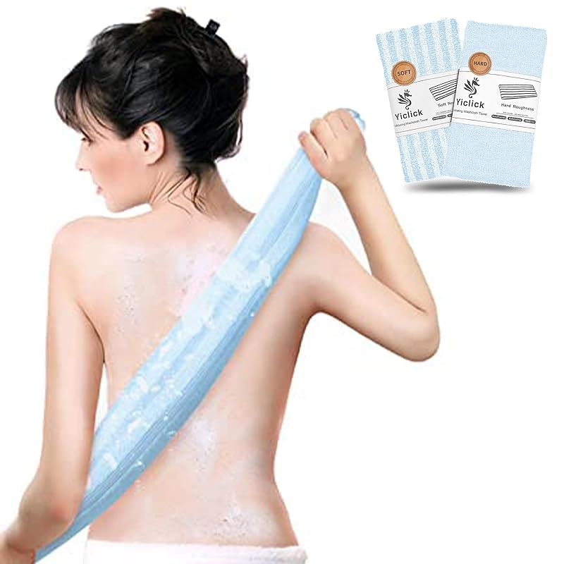Yiclick 2 Pack Exfoliating Washcloth Towel - Body Scrubber Exfoliator Loofah Sponge Korean & Japanse