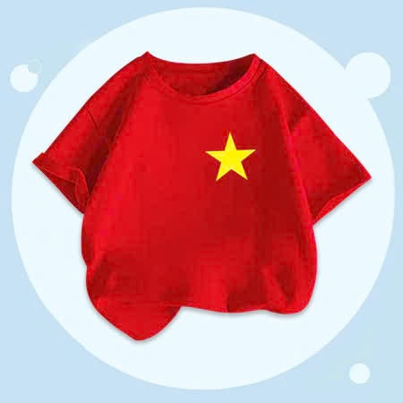 Áo phông cờ Việt Nam Áo thun Cờ đỏ Sao vàng Việt Nam bé trai bé gái chất cotton mềm mịn thoáng mát