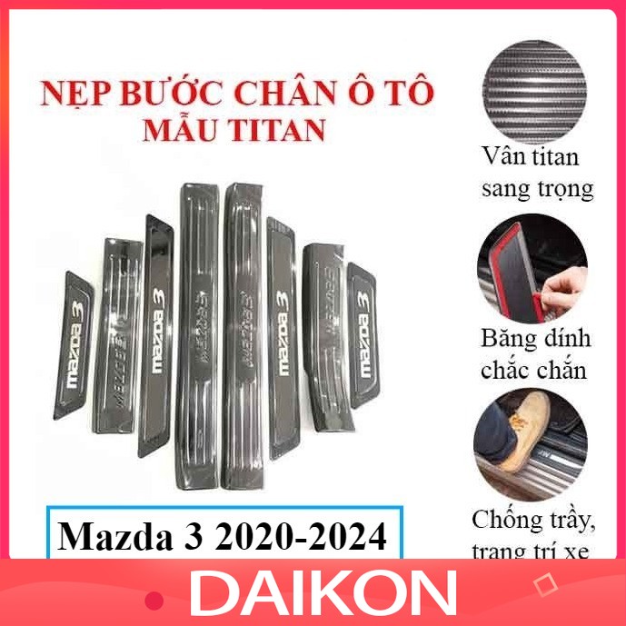 Ốp bậc cửa nẹp bước chân TITAN ô tô Mazda 3 2020-2024 chống trầy  xe - DAIKON