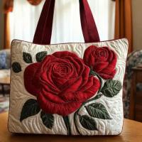 WAPKTY Họa tiết hoa Túi tote nữ may chần Cổ điển Nhẹ Túi đeo vai bằng vải canvas Thời trang hợp thời Công suất lớn Túi mua sắm Cô gái