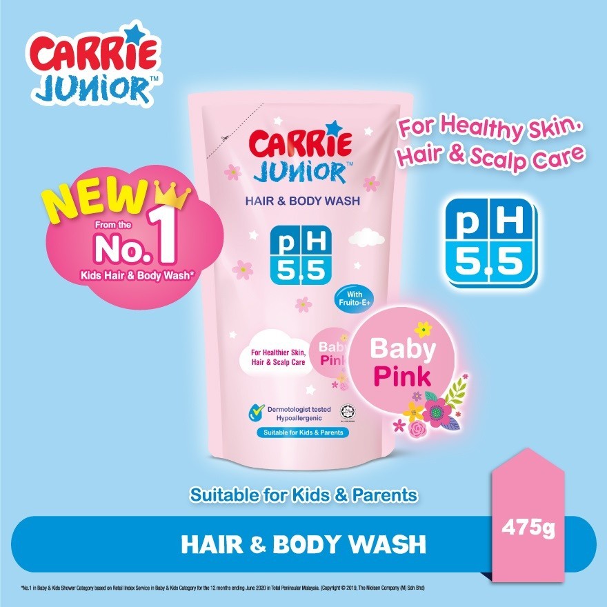 Carrie Junior pH5.5 Hair & Body Wash 475g - Baby Pink