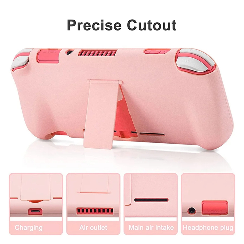 (CGQZ) Pink Protection Case Switch Lite with Kickstand Case Switch Lite Games Console with Stand