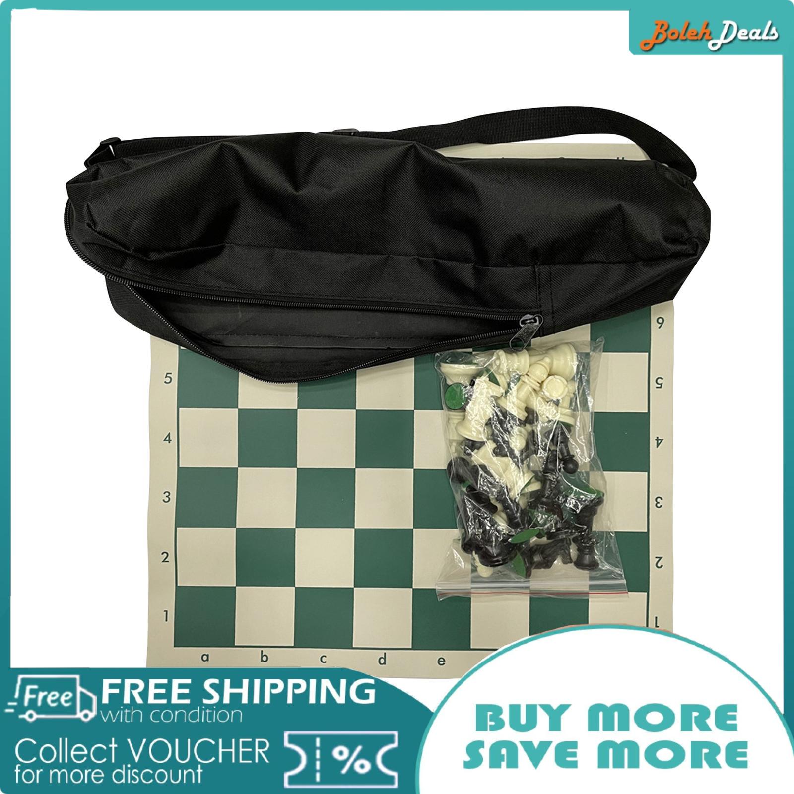 BolehDeals Portable Chess Set,Roll up Chess Board Game Set,with Travel Bag for Storage,Chess Set,Deluxe Tournament Chess Set for Outdoor