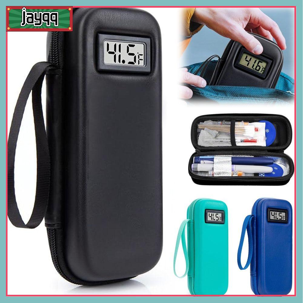JAYQQ Chống nước Hộp đựng insulin du lịch với màn hình nhiệt kế Cách nhiệt Túi làm mát insulin Di động Túi tổ chức thuốc lạnh dành cho người mắc bệnh tiểu đường