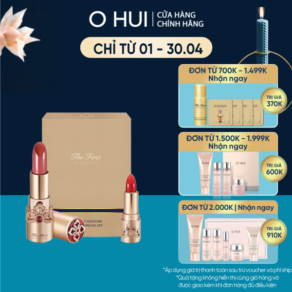 Bộ 2 son thỏi bền màu dưỡng ẩm ngăn lão hóa OHUI The First Geniture Lipstick