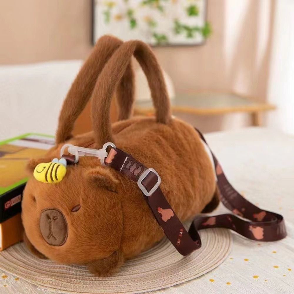 HERWK Bông PP Túi xô capybara Mềm Phong cách Hàn Quốc Túi đeo chéo gấu trúc Túi đựng đồ Ong Túi xách hình động vật hoạt hình Phụ nữ - 4