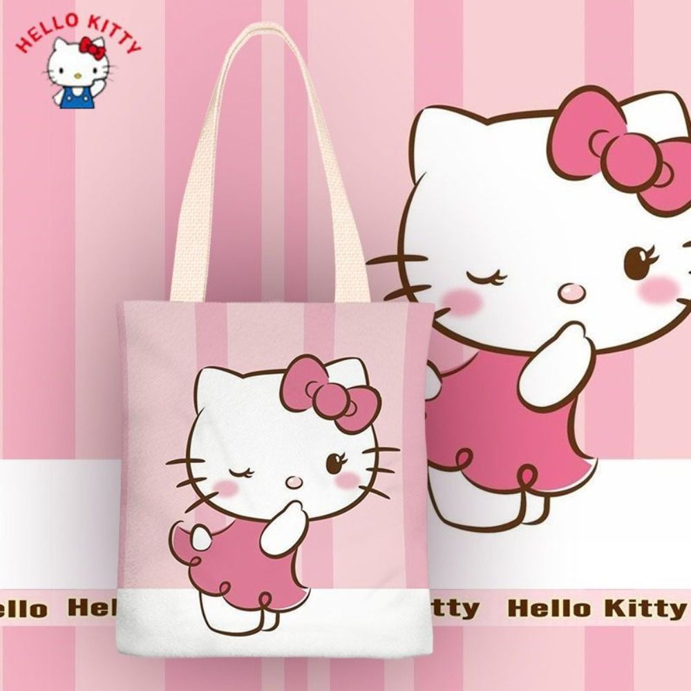NIAOJIU Mèo kate Túi Vải Hello Kitty Hoạt hình Di động Túi tote Túi mua sắm Sức chứa lớn Túi xách đựng đồ Phụ nữ - 7