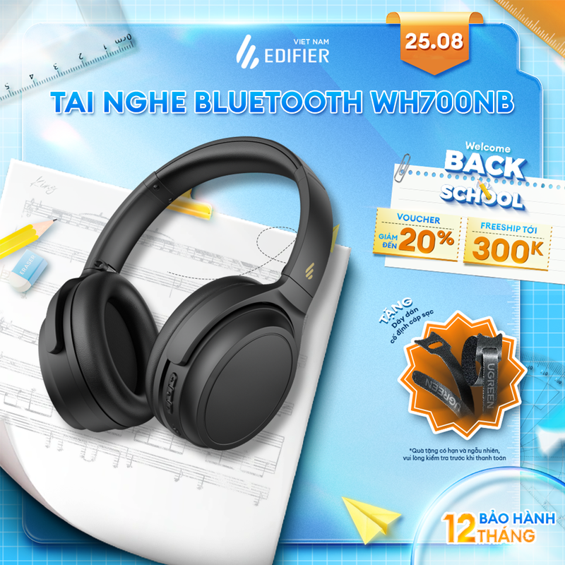 Tai nghe chụp tai không dây edifier wh700nb | phát nhạc lên tới 68h | khử tiếng ồn môi trường | bảo hành 12 tháng