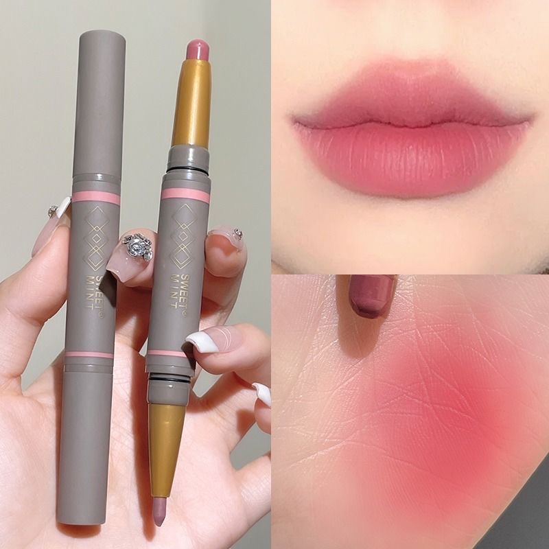 Derf hai đầu môi lót bút phác thảo môi son dạng bút chì kẻ môi son bóng bền màu son dạng bút