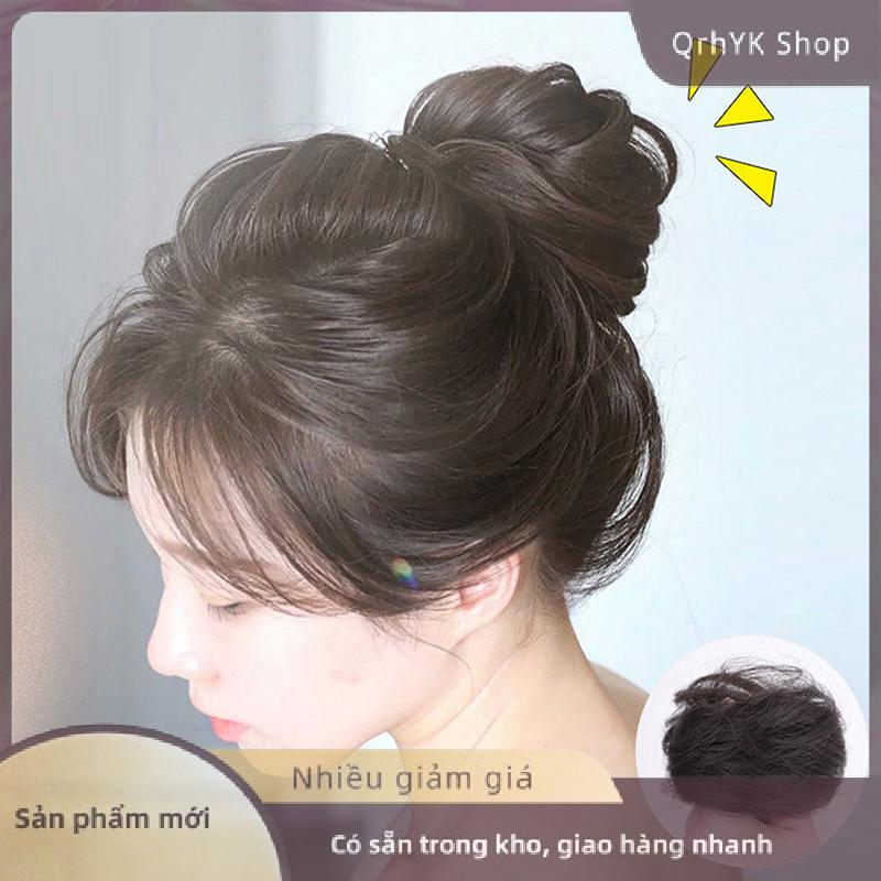 Hàng có sẵn✨ Tổng hợp tóc Bun xoăn tóc thẳng lộn xộn Bun scrunchies updo tóc ban nhạc đàn hồi hairpieces cho phụ nữ khối lượng rìa giả