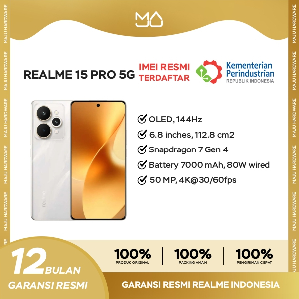 Realme 15 Pro 5G 12GB+14GB*/256GB [Snapdragon® 7 Gen 4, Android 15, 7000mAh Titan Battery] - Garansi Resmi Harga 6,999,000 rupiah*Gratis Ongkir