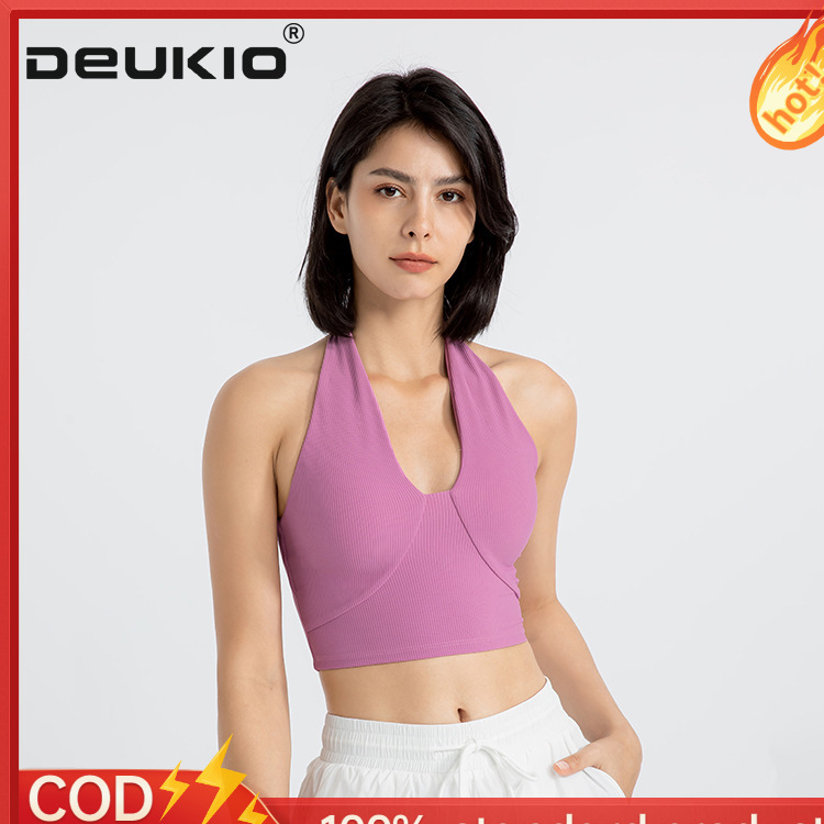 DEUKIO Sports underwear women shock-proof running sports fitness hanging neck beauty back bra tight yoga wear vest top ราคา 458 บาท*ส่งฟรี