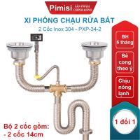 Xi Phông Chậu Rửa Bát 2 Hố Phi 110-140 Inox Cao Cấp Kiểu Chun Uốn - Bẻ Cong cho Bồn Rửa Chén 2 Hộc Đôi | Chính Hãng