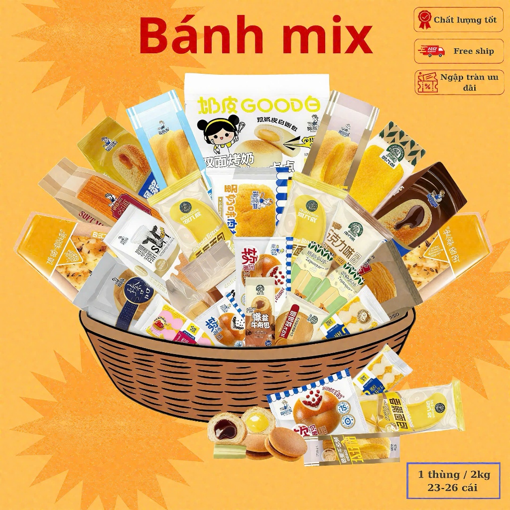Bánh mix ngon khó cưỡng. combo mặn ngọt có đủ ,Hình ảnh chỉ mang tính chất minh họa!Ngày in trên bao bì là nxs