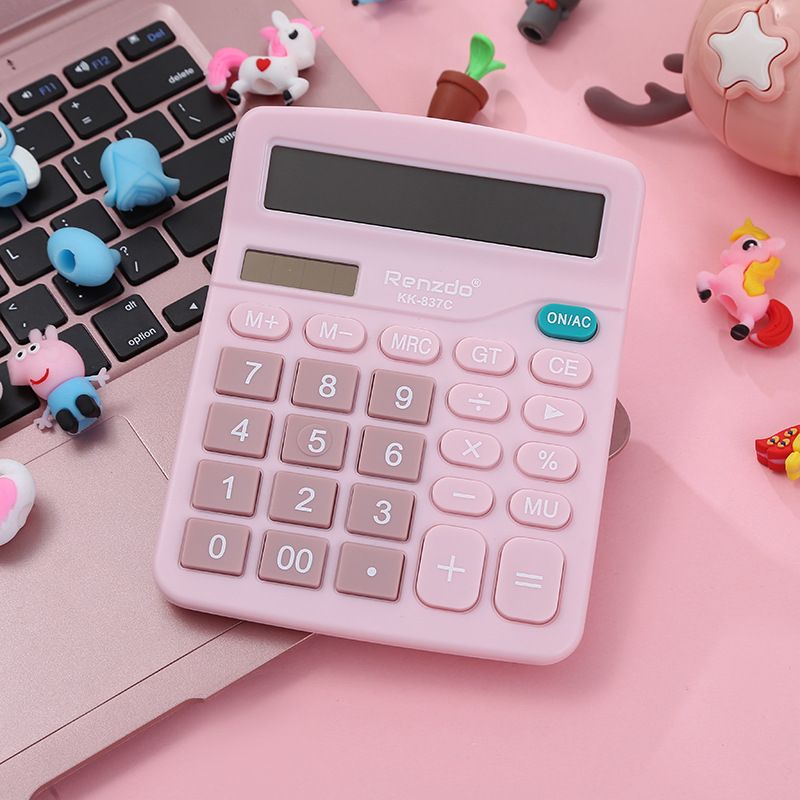เครื่องคิดเลข calculator เครื่องคิดเลขคิตตี้ เครื่องคิดใหญ่ เครือ้งคิดเลข เครื่องคำนวณแผงโซล่าและแบตเตอรี่คอมพิวเตอร์เครื่องคิดเลขหน้าจอ LCD ไฟฟ้า Macaron 12หลักกระดุมขนาดใหญ่อเนกประสงค์สำหรับธุรกิจสำนักงานโรงเรียนการคำนวณหน้าจอ LCD
