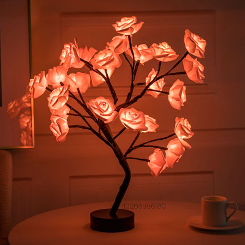 Blossom Rose Flower Tree Lamp Luminous Flower Rose Light Adjustable Branches Valentines Day Romantic