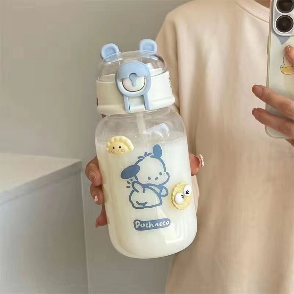 NQICZR Kuromi Chai nước có ống hút Cinnamoroll Anime Cốc uống nước Ngoài trời Cốc có ống hút Chai nước hoạt hình anime Học sinh nam nữ - 3
