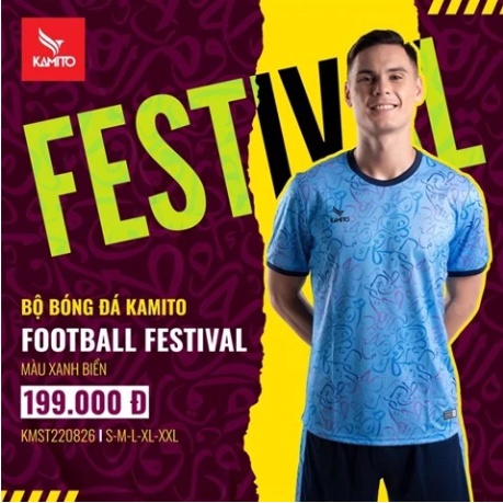Bộ quần áo bóng đá Kamito FOOTBALL FESTIVAL - Xanh biển