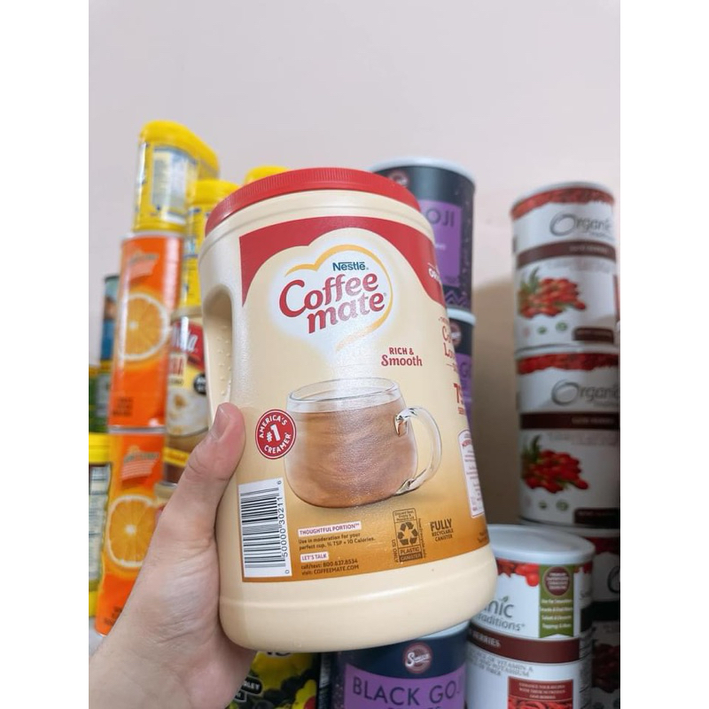 Bột kem pha cà phê sữa Nestlé Coffee Mate 1,5 kg của Mỹ - ✅ Giúp tăng độ thơm ngon và béo của tách cafe nhưng vẫn giữ được hương vị nguyên chất của cà phê. ✅ Không chứa lactose và không có cholesterol.