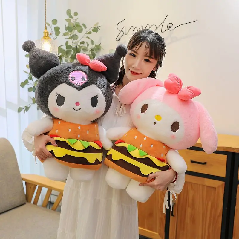 【BBSKOF】 New Sanrio Hello Kitty Friends Kuromi My Melody Burger Plush Doll Costume Hamburg Doll Cute Throw Pillow Toy Valentine's Gift ราคา 1,143 บาท*ส่งฟรี