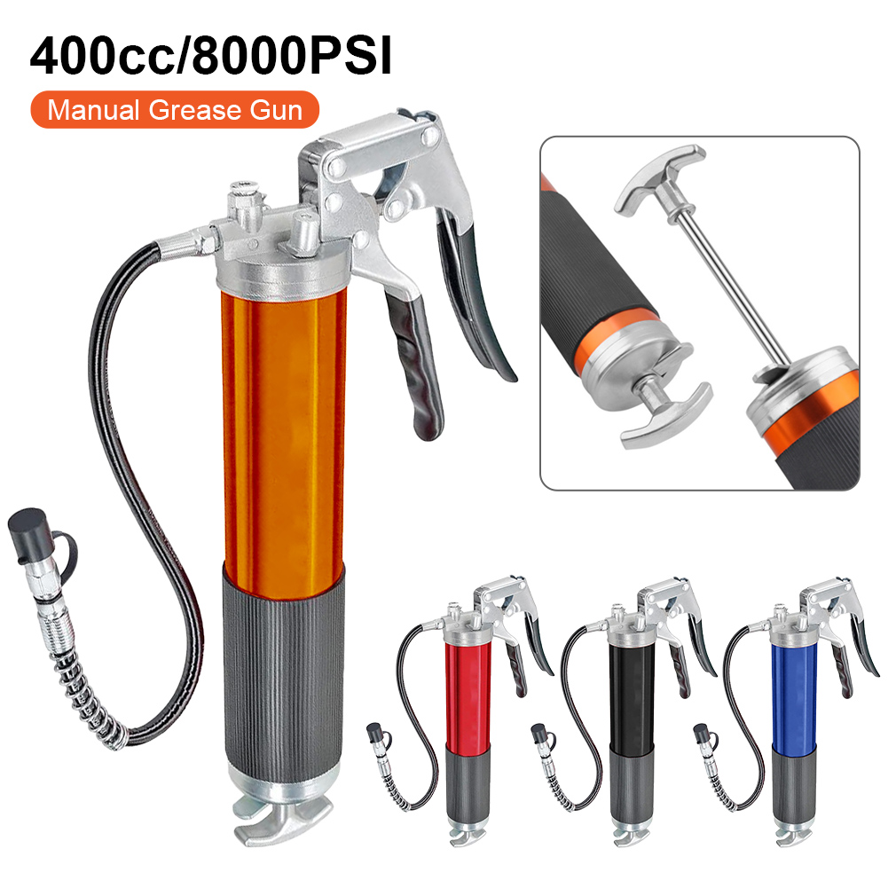 Jpk [Hàng sẵn có] dụng cụ bôi trơn cho ống mỡ 14 oz-8000 PSI kẹp Súng chịu lực cao mỡ có khóa và vòi mũi kim-mỡ thủ công có khớp nối zerk