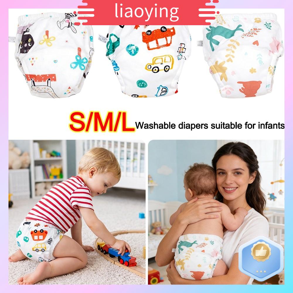 LIAOYING Bông Quần tập cho bé Thoáng khí Chống thấm nước Quần tã Thoải mái Chống rò rỉ Tã em bé có thể giặt Sử dụng cho trẻ  biết đi