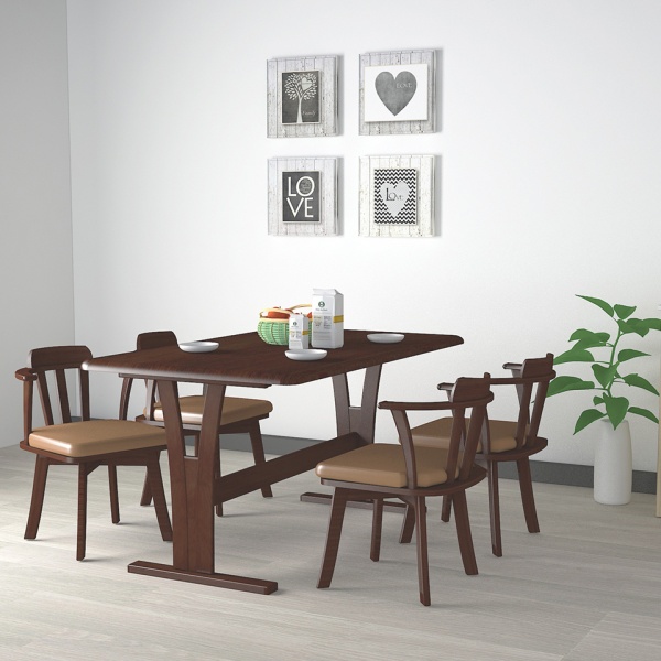 Global House DELICATO ชุดโต๊ะอาหาร 4 ที่นั่ง รุ่นซีซาร์ ขนาด135X80X75ซม.สีดาร์กบราวน์ รับประกันของเเท้! ราคา 14,835 บาท*ส่งฟรี
